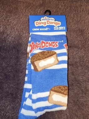 NWT $8 Hostess Ding Dongs Blue Crew Socks for Men